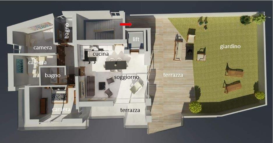 Massagno: beautiful penthouse flat with garden