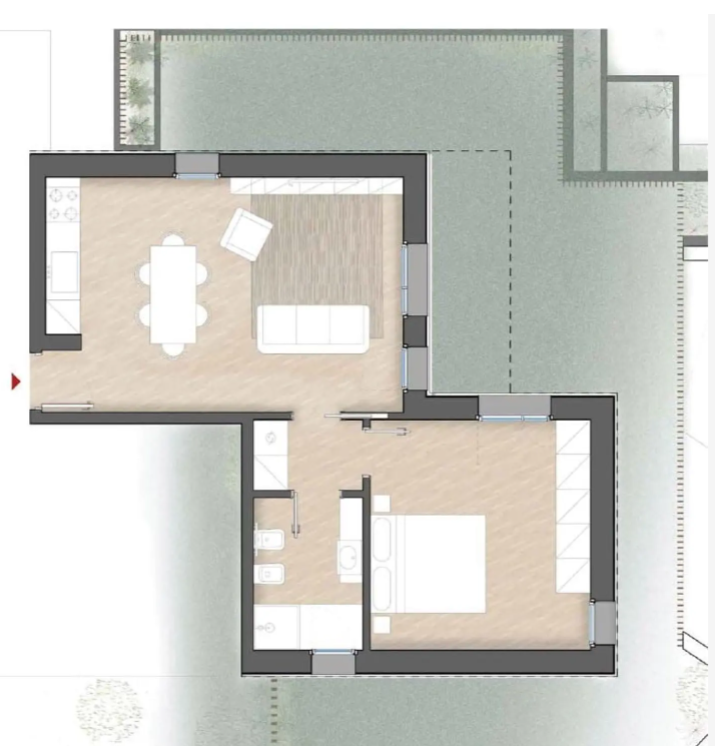 Vacallo: new 2.5 rooms flat into a design building